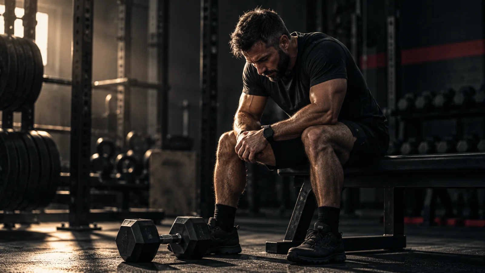 Person performing dumbbell strength training in a gym to help preserve muscle during weight loss.